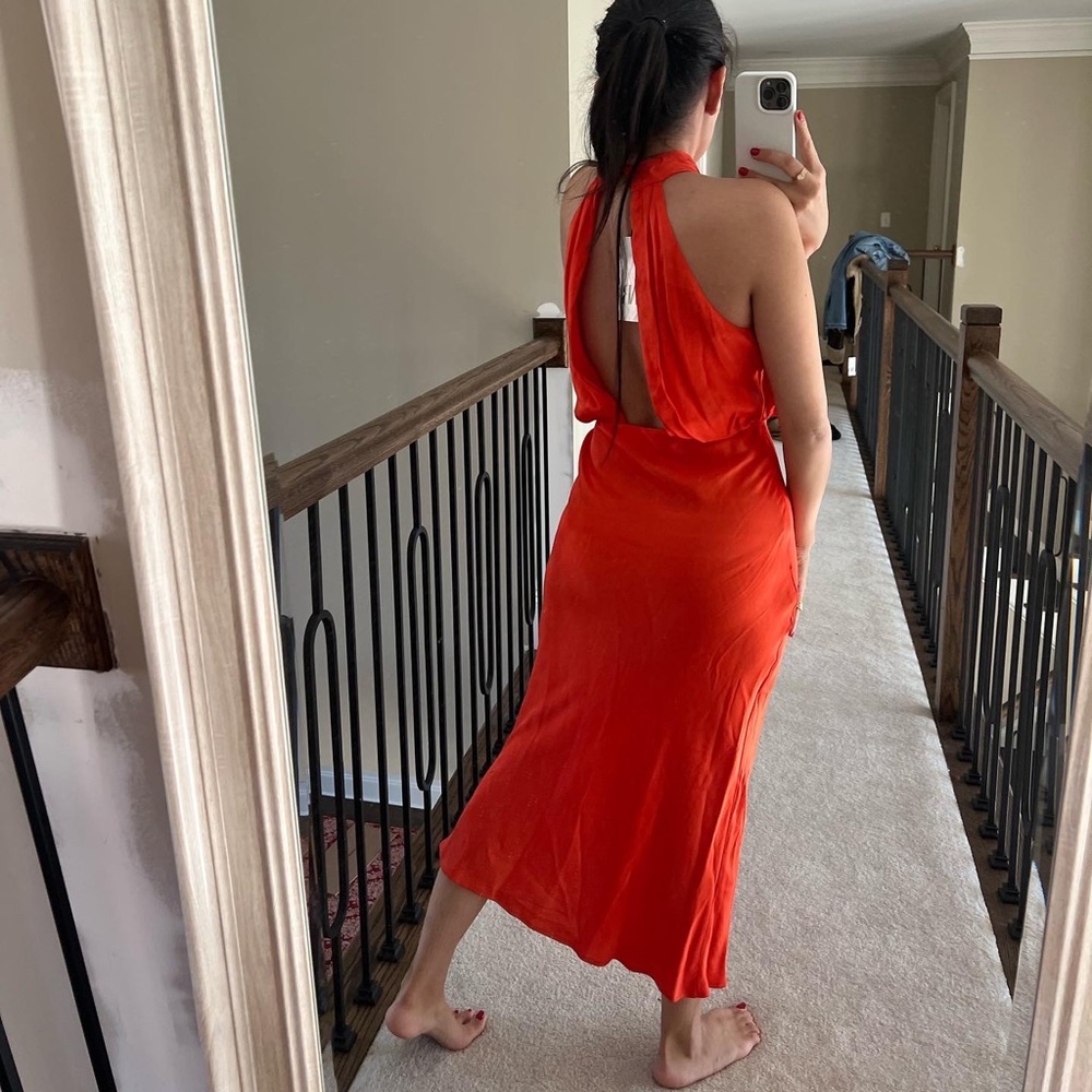 Zara Satin Effects Halter Neck Midi Dress - Picture 10 of 10